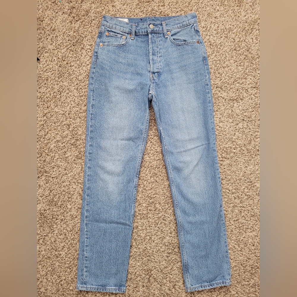 Gap Cheeky Straight Full Length Jeans Medium Indigo High Rise Size 28 6 Regular